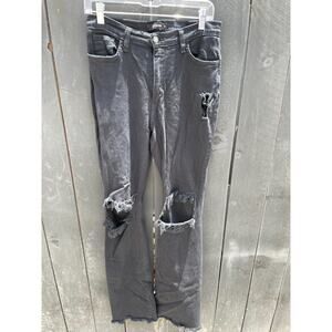 Women's GJG Denim Black Destroyed Flare Jeans Sz 11